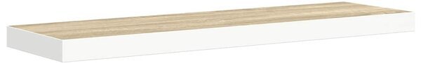 4 db tölgyszínű és fehér MDF lebegő fali polc 80x23,5x3,8 cm
