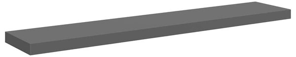 4 db magasfényű szürke MDF lebegő fali polc 120 x 23,5 x 3,8 cm