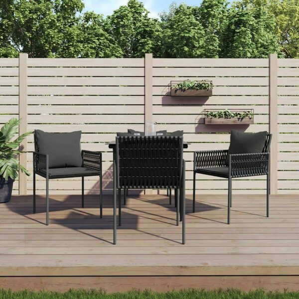VidaXL 5-részes polyrattan és acél kerti étkezőgarnitúra párnával