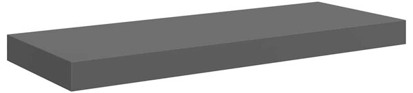2 db magasfényű szürke MDF lebegő fali polc 60 x 23,5 x 3,8 cm