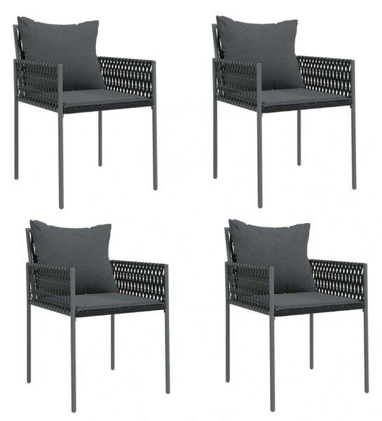 VidaXL 5-részes polyrattan és acél kerti étkezőgarnitúra párnával