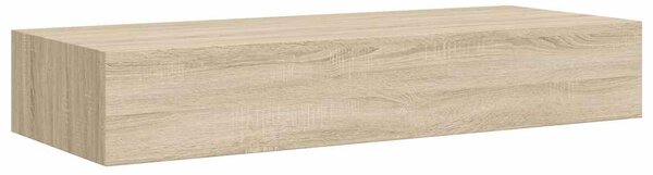 2 db tölgyszínű MDF falra szerelhető fiókos polc 60x23,5x10 cm