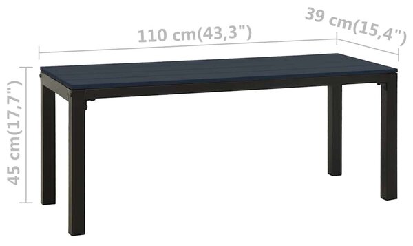 Fekete acél és WPC kerti pad 110 cm