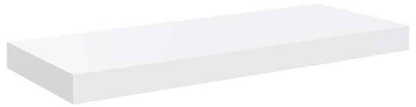 2 db magasfényű fehér MDF lebegő fali polc 60 x 23,5 x 3,8 cm