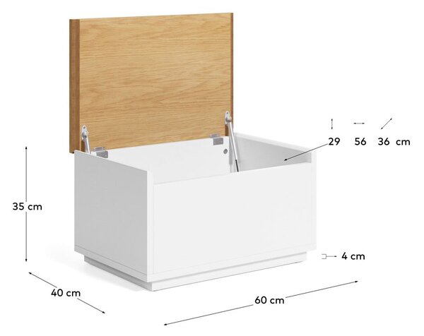 Natúr színű tárolóláda tölgyfa dekorral 60x35 cm Abilen – Kave Home