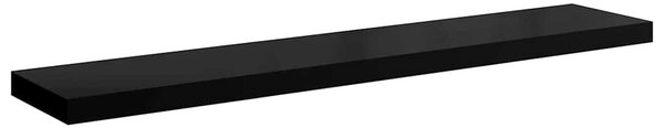 4 db magasfényű fekete MDF lebegő fali polc 120 x 23,5 x 3,8 cm