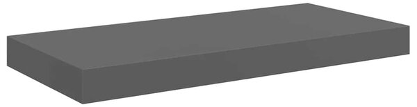 4 db magasfényű szürke MDF lebegő fali polc 50 x 23,5 x 3,8 cm