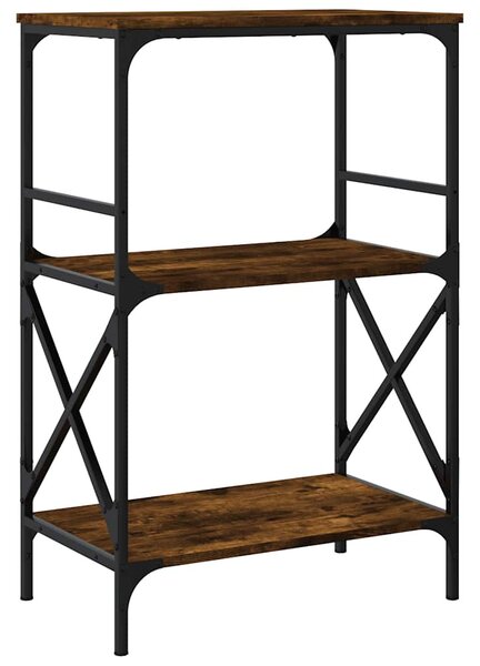3 szintes füstös tölgy szerelt fa könyvespolc 56 x 35 x 90,5 cm