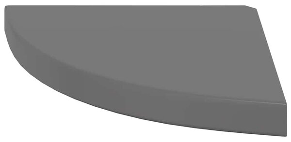 4 db magasfényű szürke MDF lebegő sarokpolc 35 x 35 x 3,8 cm