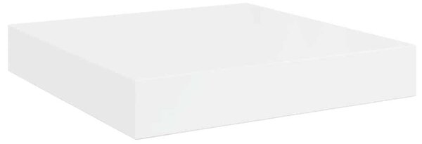 2 db magasfényű fehér MDF lebegő fali polc 23 x 23,5 x 3,8 cm