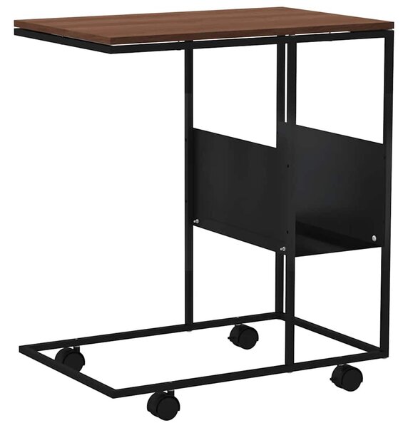Fekete szerelt fa kisasztal kerekekkel 55x36x63,5 cm