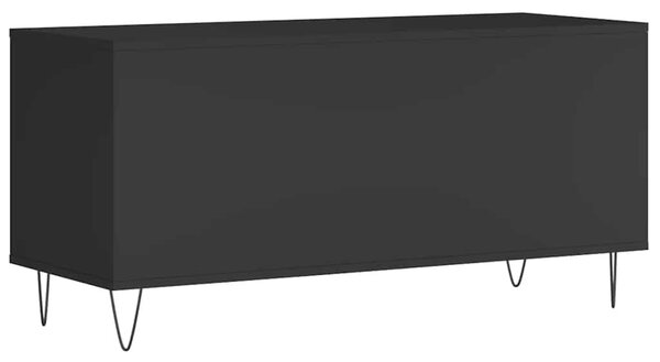 Fekete szerelt fa hanglemezszekrény 100 x 38 x 48 cm