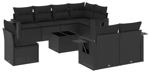 VidaXL Polyrattan Kerti Ülőgarnitúra - 9 részes - Fekete