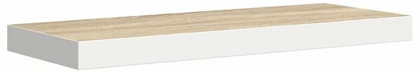 2 db tölgyszínű és fehér MDF lebegő fali polc 60x23,5x3,8 cm