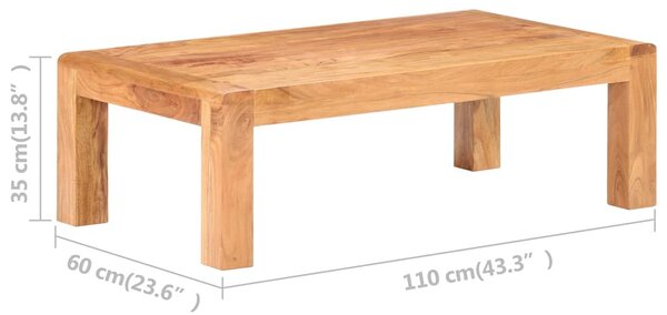 Tömör akácfa dohányzóasztal mézszínű felülettel 110x60x35 cm
