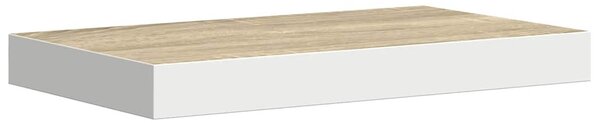 4 db tölgyszínű és fehér MDF lebegő fali polc 50 x 23,5 x 3,8 cm