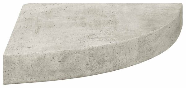 Betonszürke MDF fali sarokpolc 25 x 25 x 3,8 cm