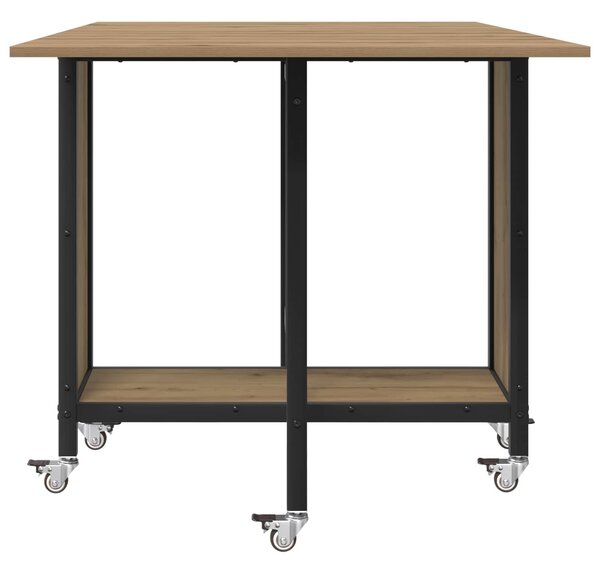 VidaXL Összecsukható étkezőasztal görgőkkel 130 x 80 x 76,5 cm acél PB