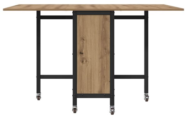VidaXL Összecsukható étkezőasztal görgőkkel 130 x 80 x 76,5 cm acél PB