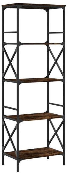 5 szintes füstös tölgy szerelt fa könyvespolc 59 x 35 x 132 cm