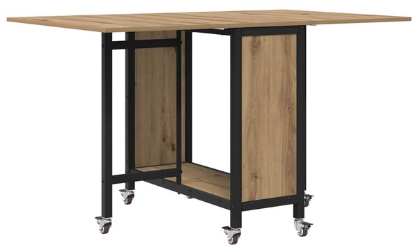 VidaXL Összecsukható étkezőasztal görgőkkel 130 x 80 x 76,5 cm acél PB