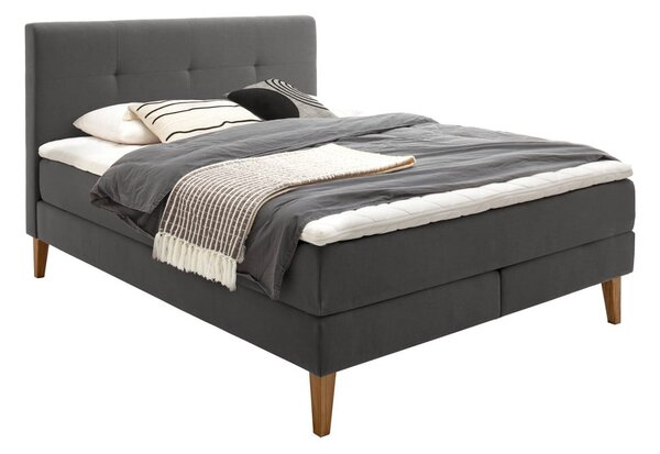 Antracitszürke boxspring ágy 180x200 cm Stockholm – Meise Möbel