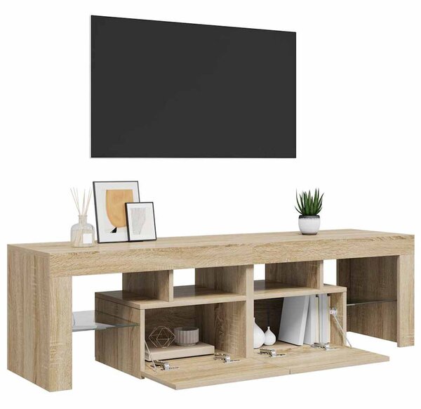 Sonoma tölgy színű TV-szekrény LED-lámpákkal 140 x 36,5 x 40 cm