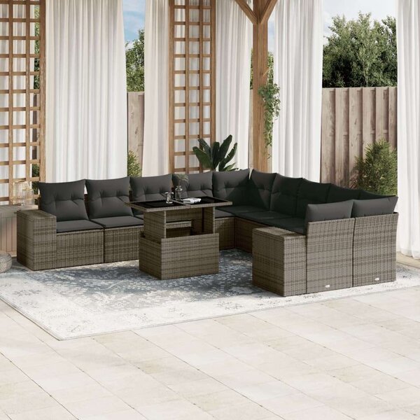 VidaXL Polyrattan Kerti Ülőgarnitúra - 11 részes - Szürke