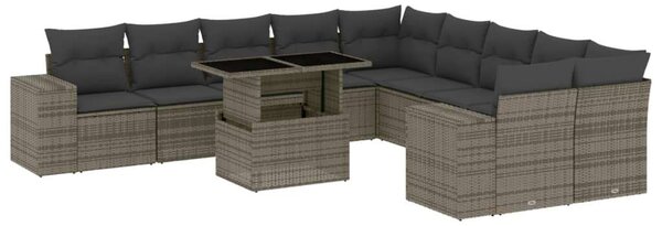 VidaXL Polyrattan Kerti Ülőgarnitúra - 11 részes - Szürke