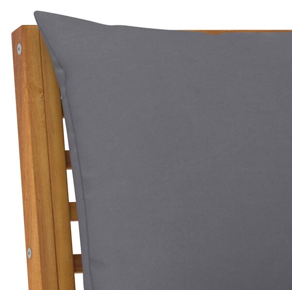 Tömör akácfa kerti pad sötétszürke párnával 114,5 cm