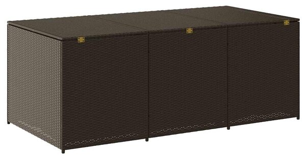 Barna polyrattan kerti tárolóláda 180 x 90 x 70 cm