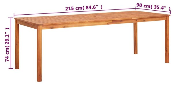 Tömör akácfa kerti asztal 215 x 90 x 74 cm