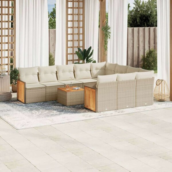 VidaXL Polyrattan Kerti Ülőgarnitúra - 11 részes - Bézs