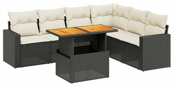 VidaXL Polyrattan Kerti Ülőgarnitúra - 7 részes - Fekete