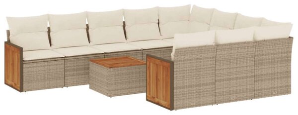 VidaXL Polyrattan Kerti Ülőgarnitúra - 11 részes - Bézs