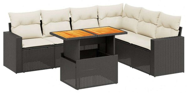 VidaXL Polyrattan Kerti Ülőgarnitúra - 7 részes - Fekete
