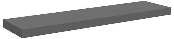 2 db magasfényű szürke MDF lebegő fali polc 90 x 23,5 x 3,8 cm