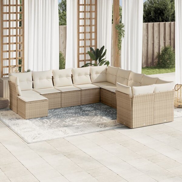 VidaXL Polyrattan Kerti Ülőgarnitúra - 11 részes - Bézs