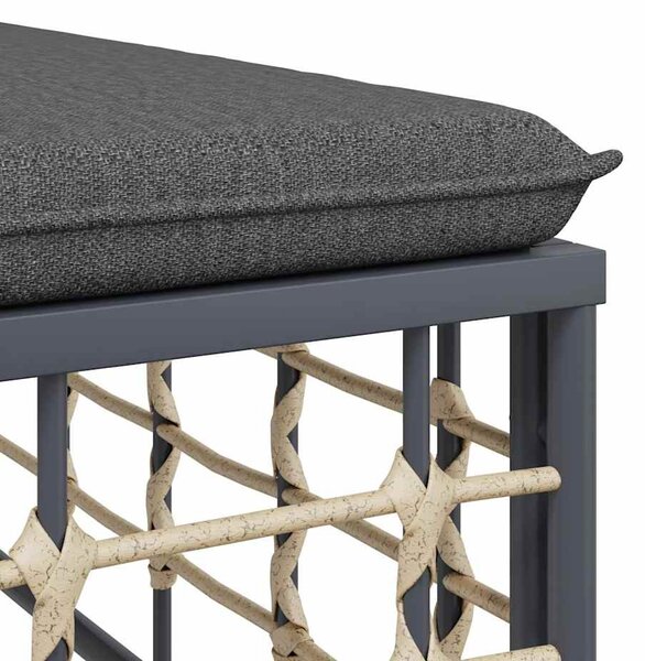 5 részes antracitszürke polyrattan kerti ülőgarnitúra párnákkal