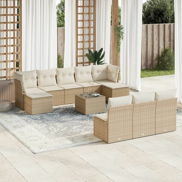 VidaXL Polyrattan Kerti Ülőgarnitúra - 11 részes - Bézs