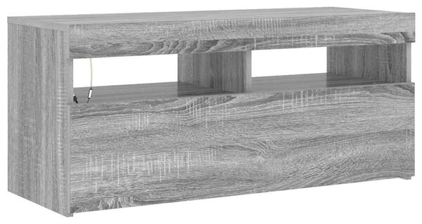 Szürke sonoma színű TV-szekrény LED-világítással 90x35x40 cm