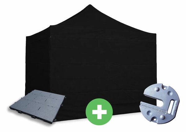 Ollós sátor 3x3 m ALU PRÉMIUM SZETT - teljes oldalfalak + padló + súlyok szín zöld
