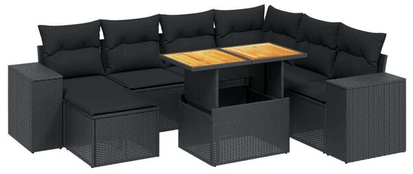 VidaXL 8 részes Kerti Ülőgarnitúra - Fekete Polyrattan