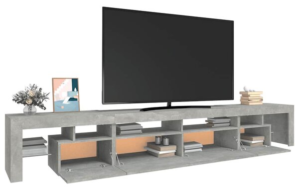 Betonszürke TV-szekrény LED lámpákkal 260x36,5x40 cm