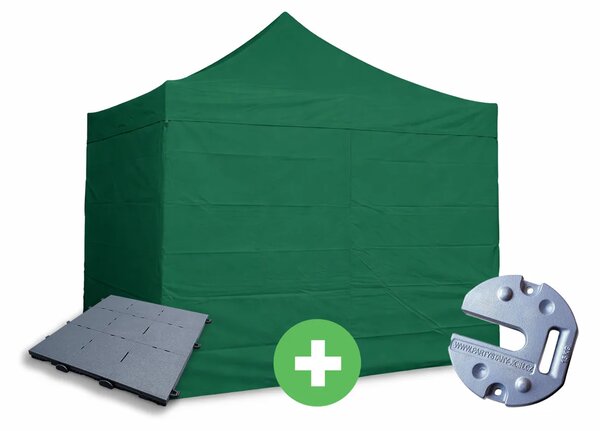 Ollós sátor 3x3 m ALU PRÉMIUM SZETT - teljes oldalfalak + padló + súlyok szín zöld