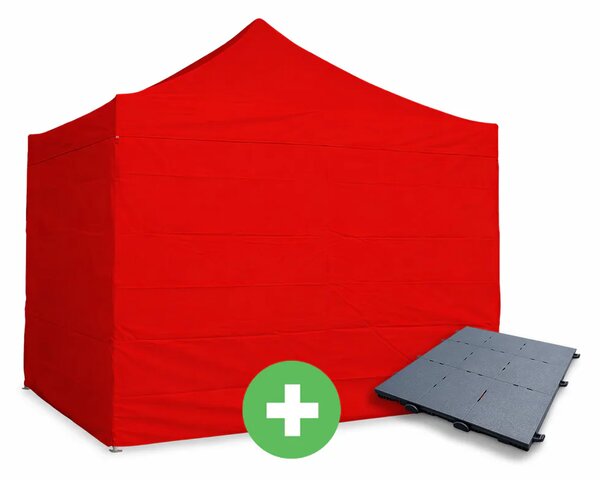 Ollós sátor 3x3 m ALU PRÉMIUM SZETT - teljes oldalfalak + padló szín zöld