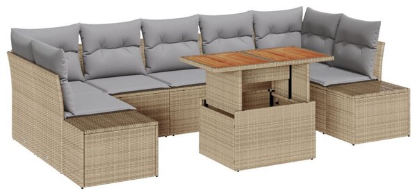 8 részes kertisofa szett párnákkal Bézs Poli Rattan
