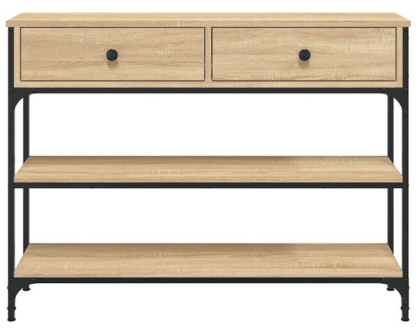 Füstös tölgy színű szerelt fa tálalóasztal 100x25x75 cm
