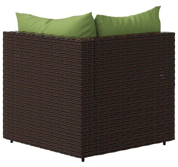 2 db barna polyrattan kerti sarokkanapé párnákkal
