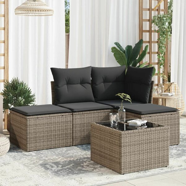 VidaXL Polyrattan Kerti Ülőgarnitúra - 5 részes - Szürke